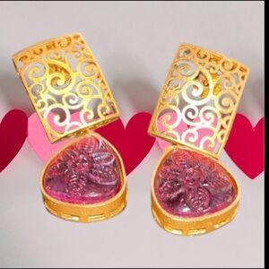 Unique Pink Gold Filigree Earrings